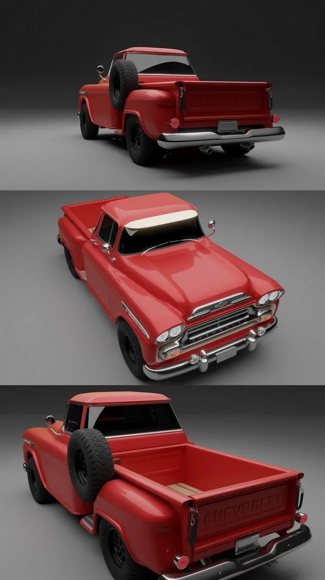 PBR Game 3D Models – Chevrolet Apache 1959 (red)