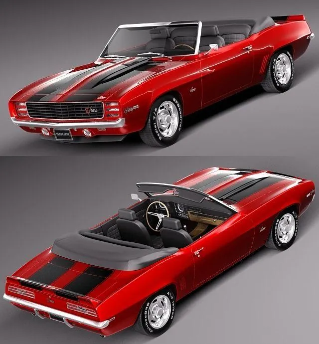PBR Game 3D Models – Chevrolet Camaro 1969 Z28 Cabrio