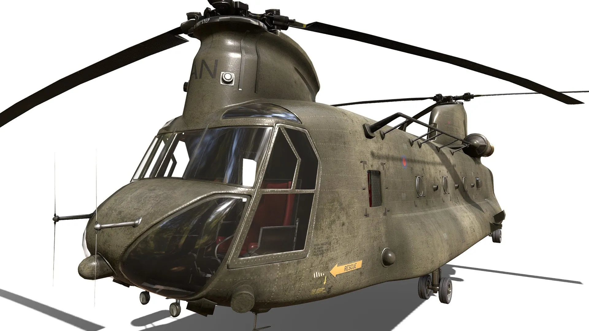 PBR Game 3D Models – Chinook Ch 47 Military Transport Helicopter