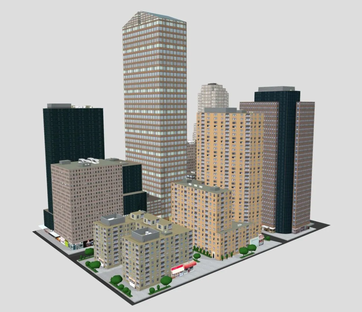PBR Game 3D Models – City Buildings Skyscraper New York Low Poly