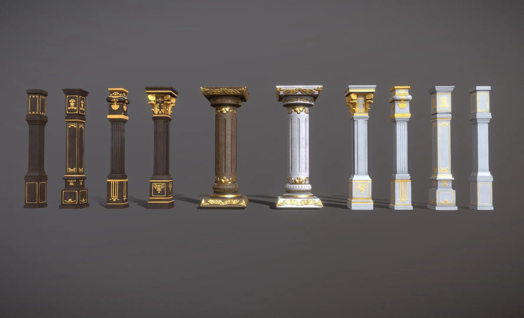 PBR Game 3D Models – Classic Pillars Pack