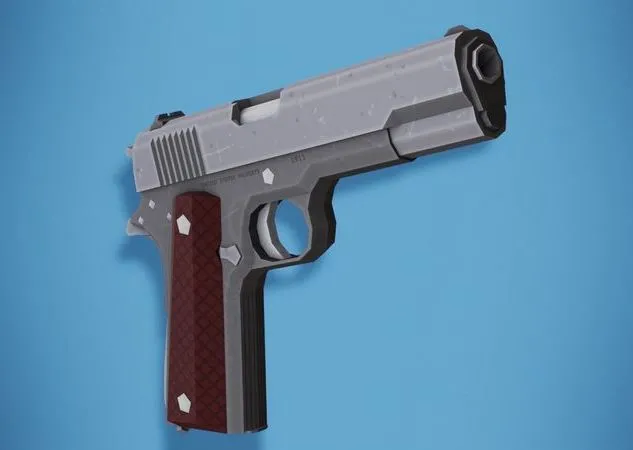 PBR Game 3D Models – Colt 1911 Low Poly Stylized