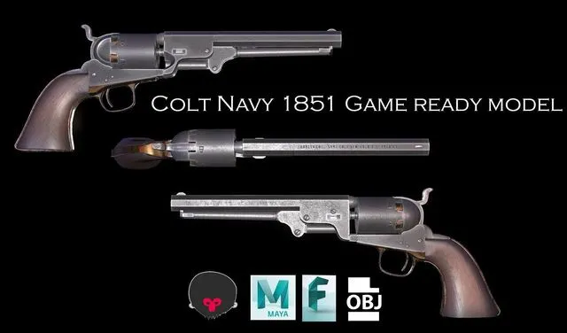 PBR Game 3D Models – Colt Navy 1851