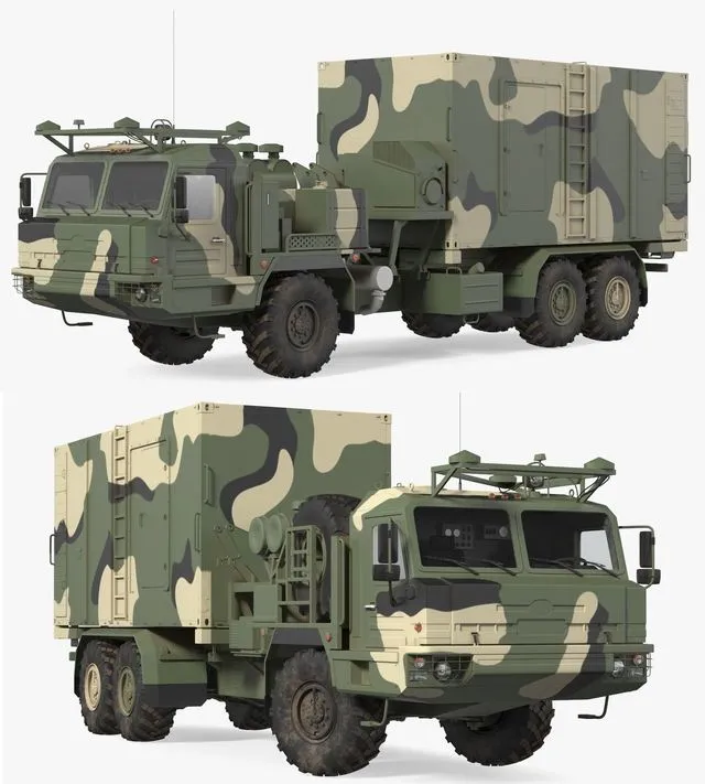 PBR Game 3D Models – Command and Control Vehicle 50K6 Vityaz Camo Rigged