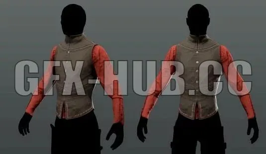 PBR Game 3D Models – Common shirt and vest for Skywind