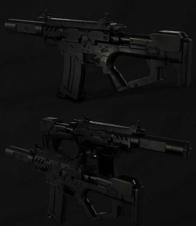 PBR Game 3D Models – Compact Assault Rifle