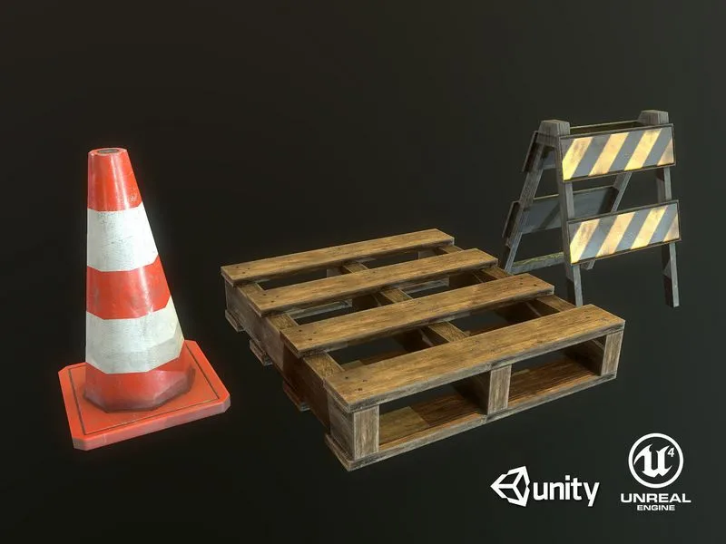 PBR Game 3D Models – Cone Palette Barrier