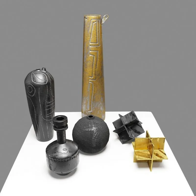 PBR Game 3D Models – Copper Black Brass Objects Set