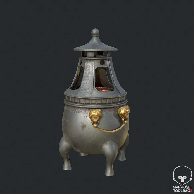 PBR Game 3D Models – Copper – Iron Medieval Fire Pit – Fire Place