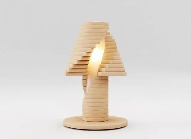 PBR Game 3D Models – Creative Wooden Table Lamp
