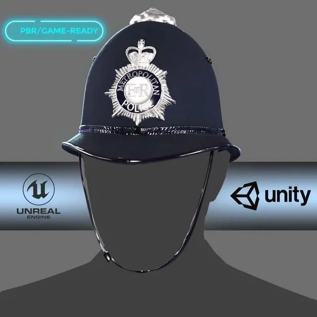 PBR Game 3D Models – Custodian helmet UK Police uniform