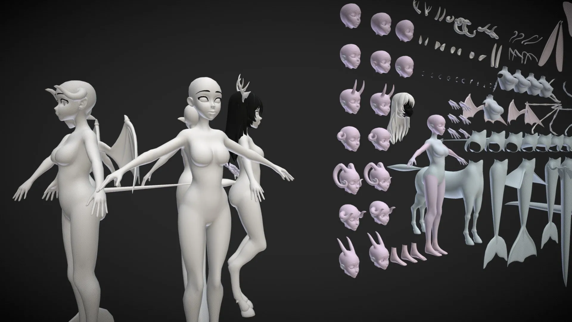 PBR Game 3D Models – Customize Female Base Mesh Anime Style