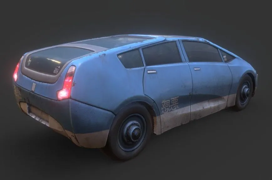 PBR Game 3D Models – Cyberpunk Civilian Car 2