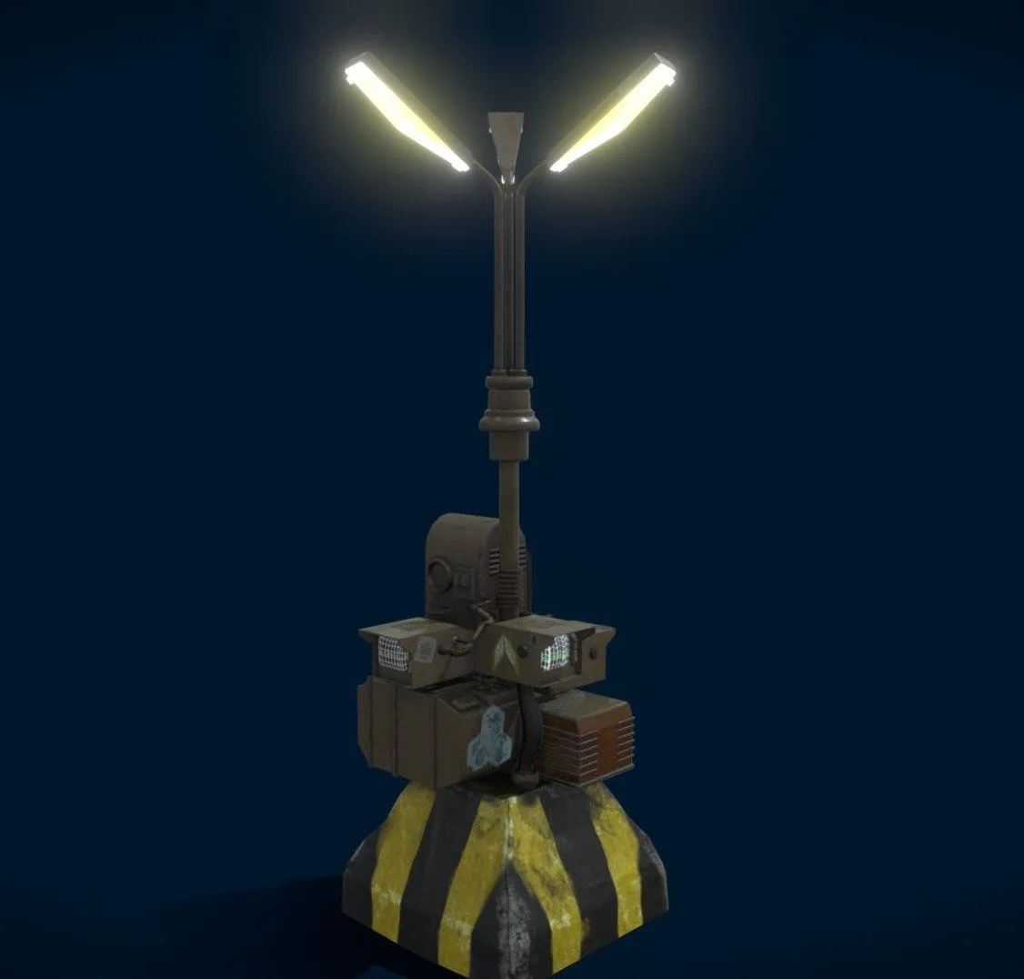 PBR Game 3D Models – Cyberpunk Street Lampblade Runner Style