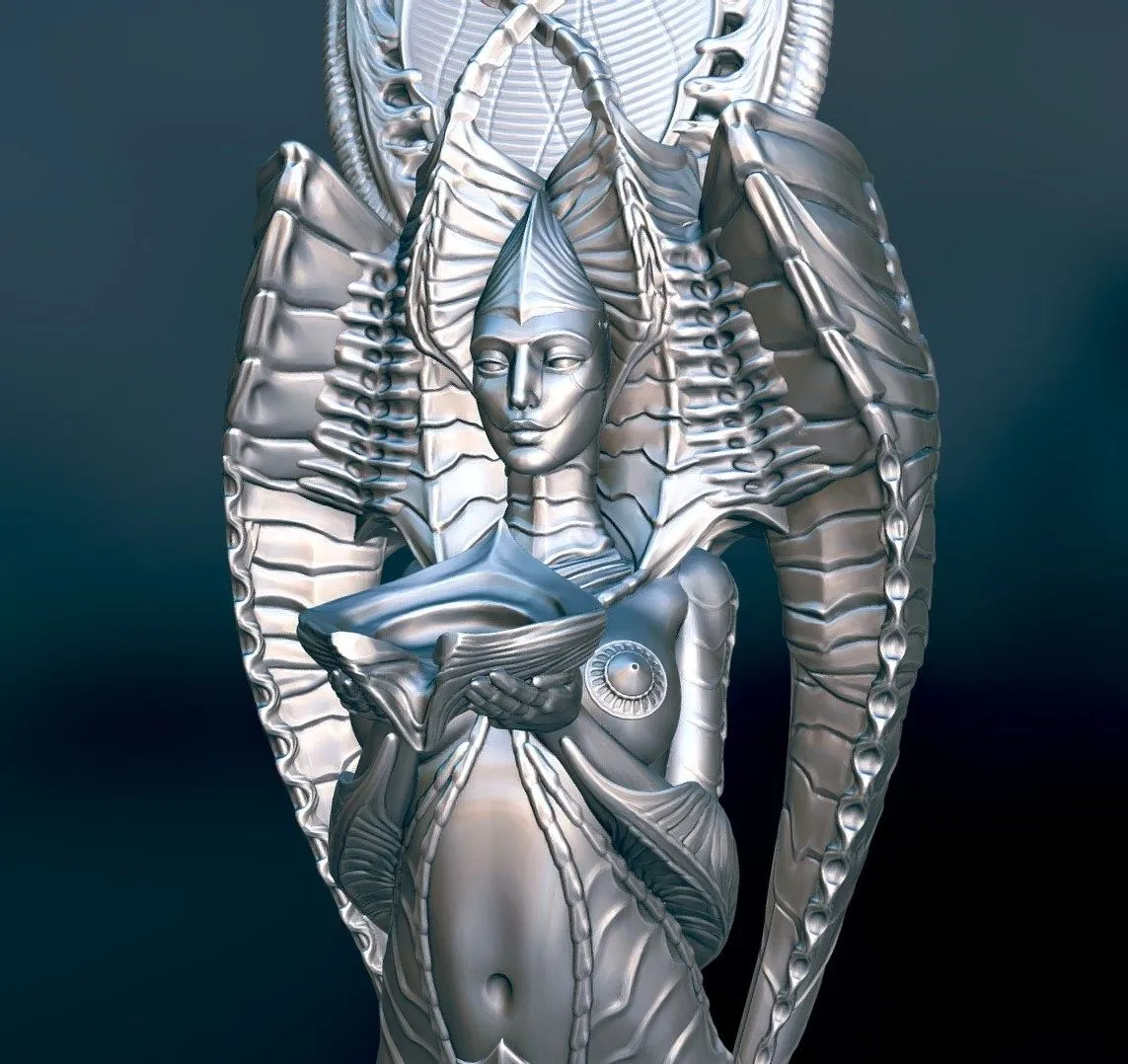 PBR Game 3D Models – Dark Godess Statuette 3D Printing