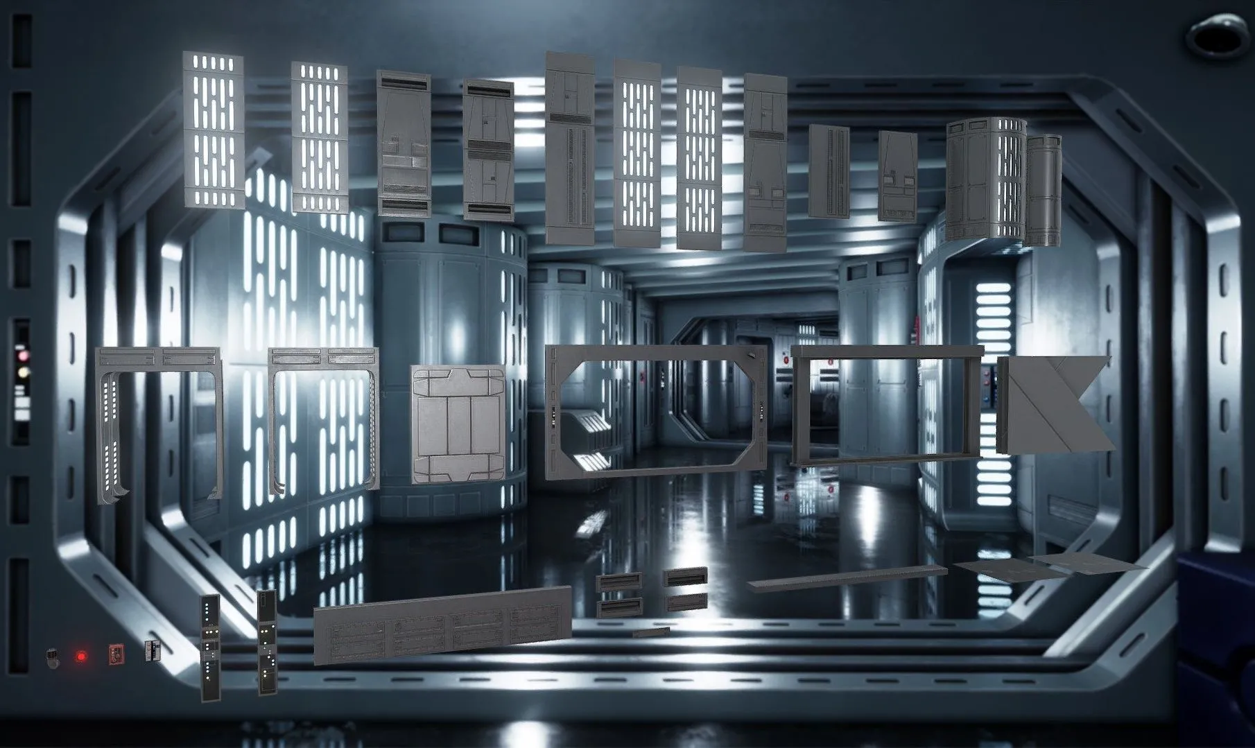 PBR Game 3D Models – Death Star Assets Pack 001