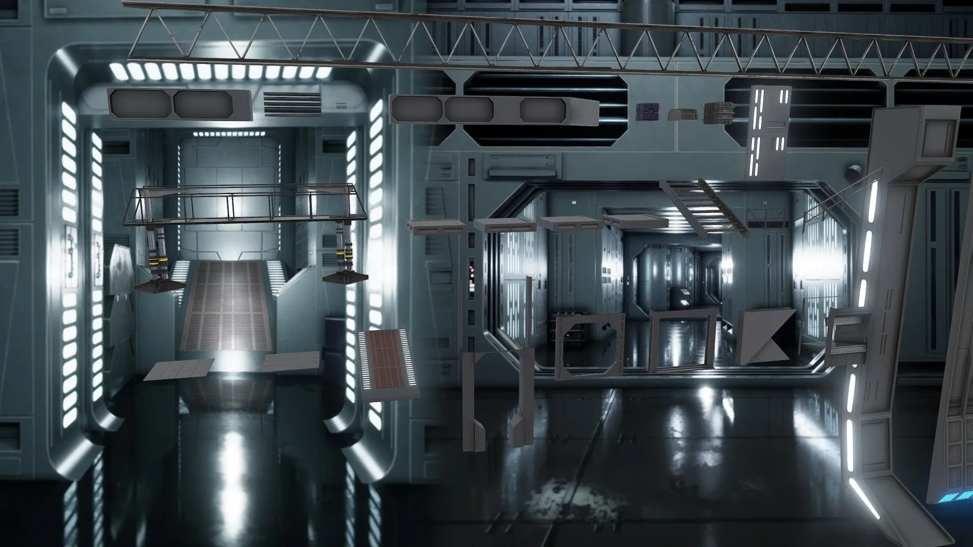 PBR Game 3D Models – Death Star Assets Pack 002