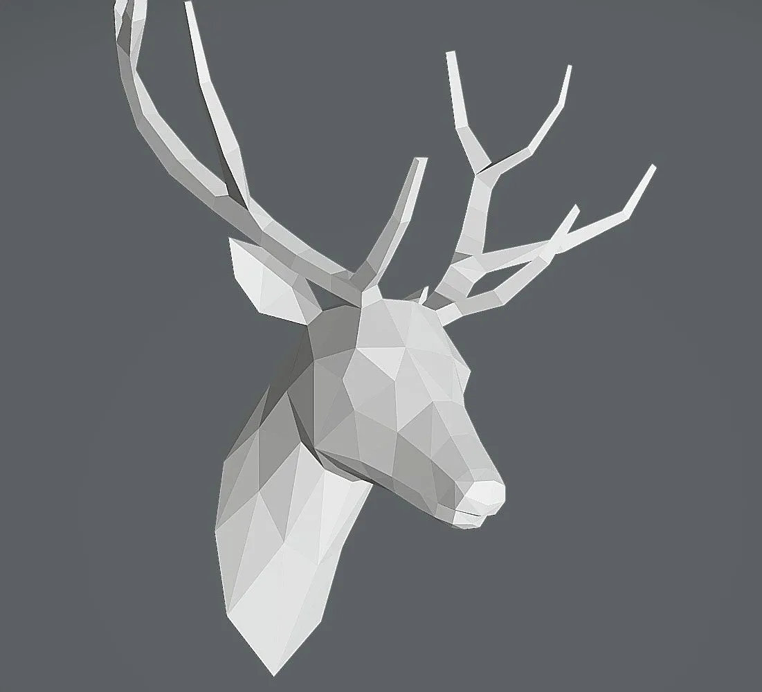 PBR Game 3D Models – Deer Stag Trophy Low Poly Paper Model