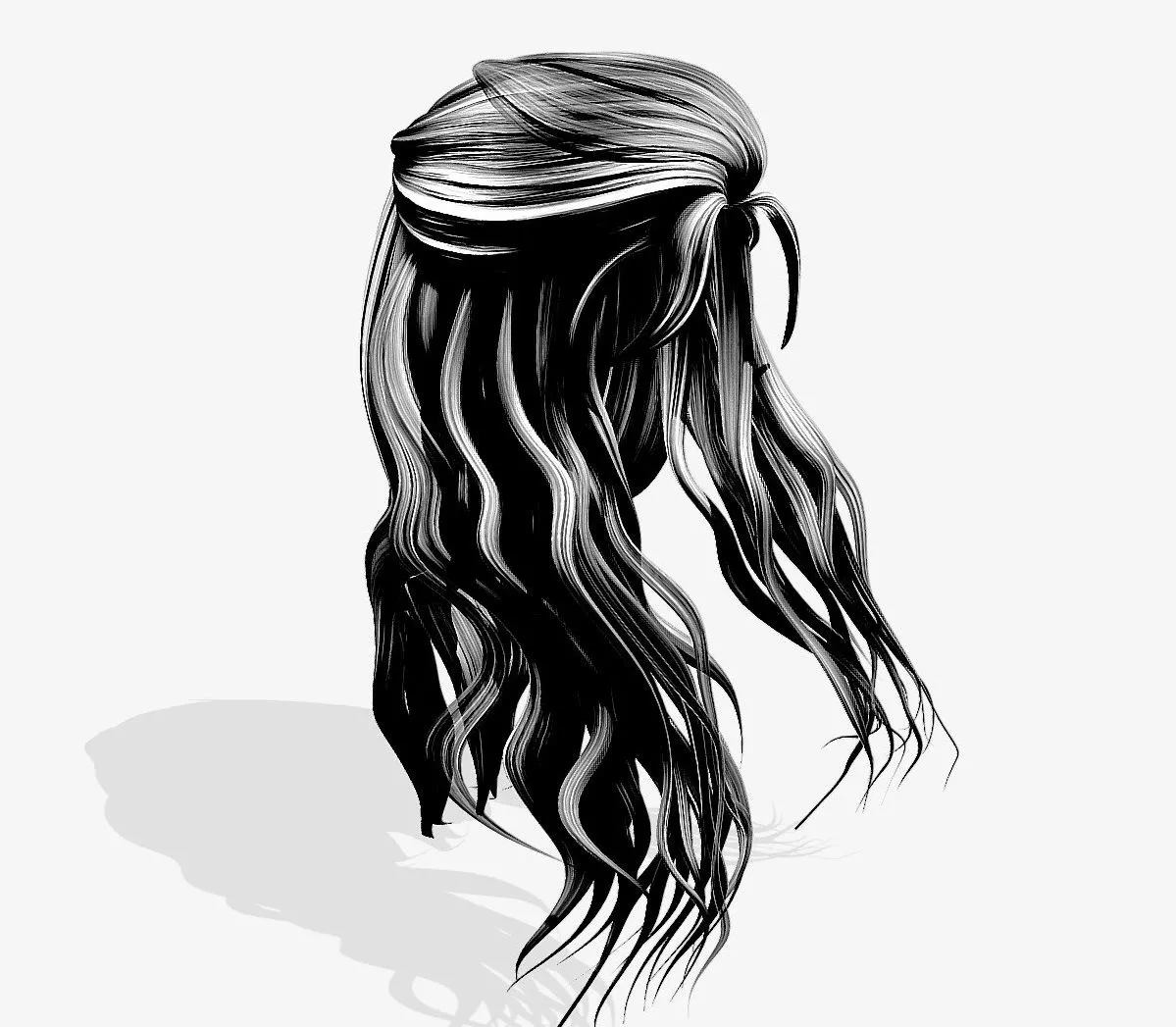 PBR Game 3D Models – Dense Long Female Hair