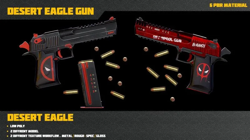 PBR Game 3D Models – Desert Eagle Gun