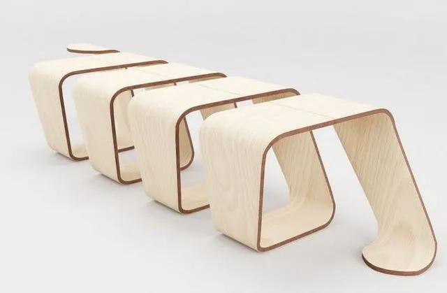 PBR Game 3D Models – Designer Wooden Bench-Spiral