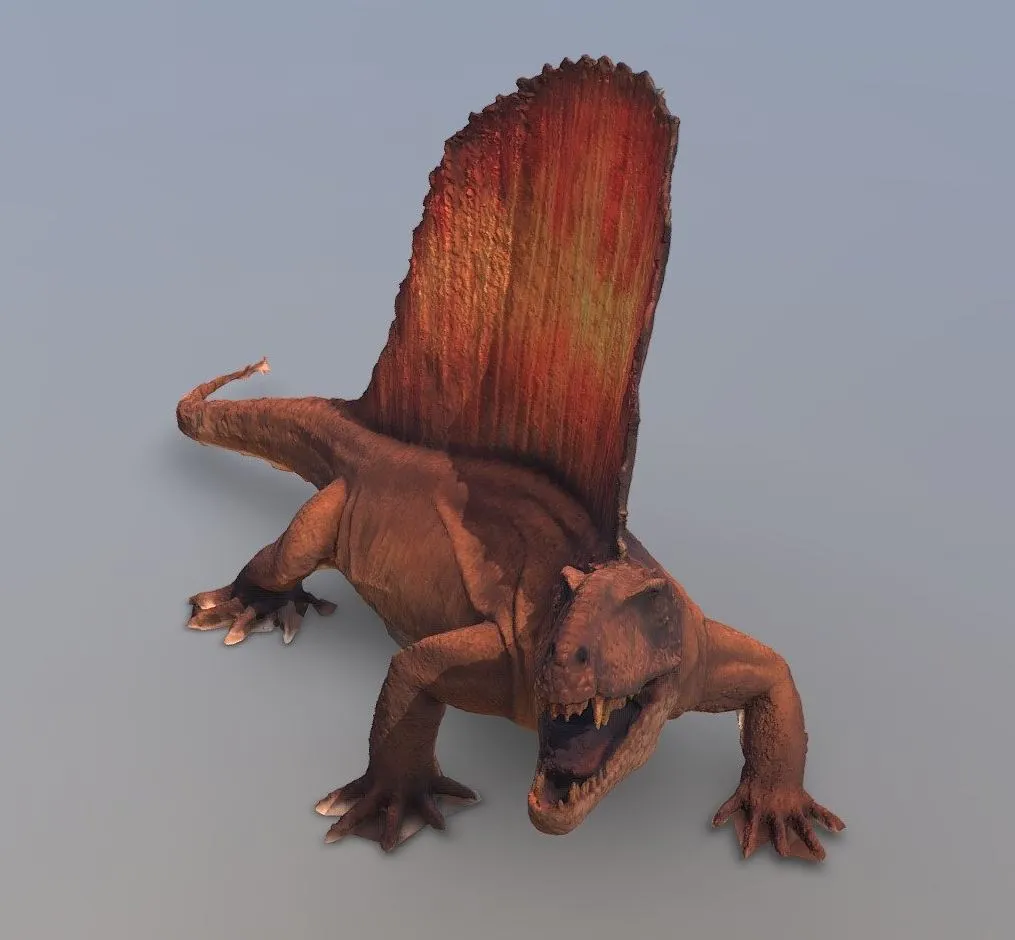 PBR Game 3D Models – Dimetrodon Dinosuar Photogrammetry