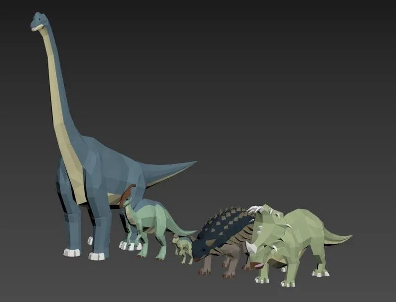 PBR Game 3D Models – Dinosaurs Lowpoly – Herbivores Pack