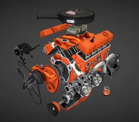 PBR Game 3D Models – Disassembled V8 Small Block Engine