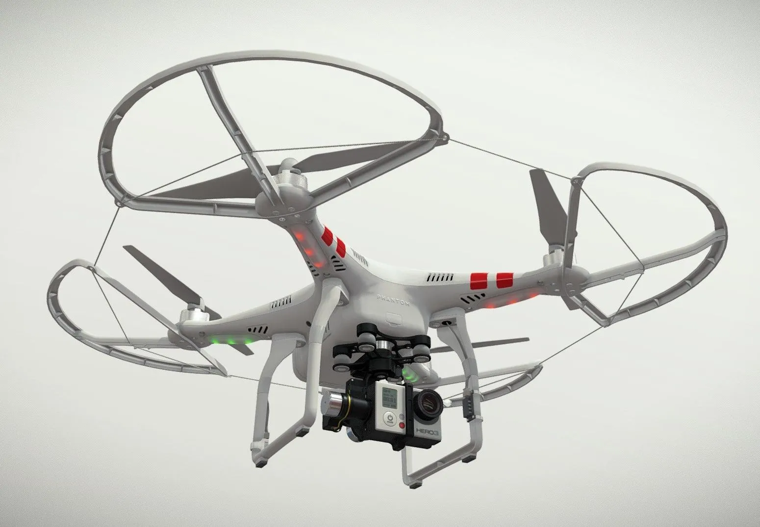 PBR Game 3D Models – Dji Phantom 2 Quadcopter Prop Guard Gopro Hero3