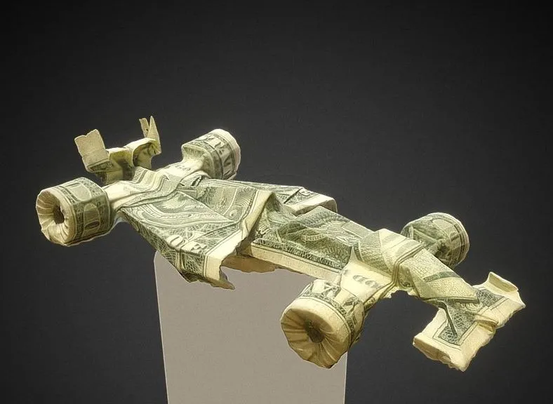 PBR Game 3D Models – Dollar Bill Origami Formula 1 Race Car