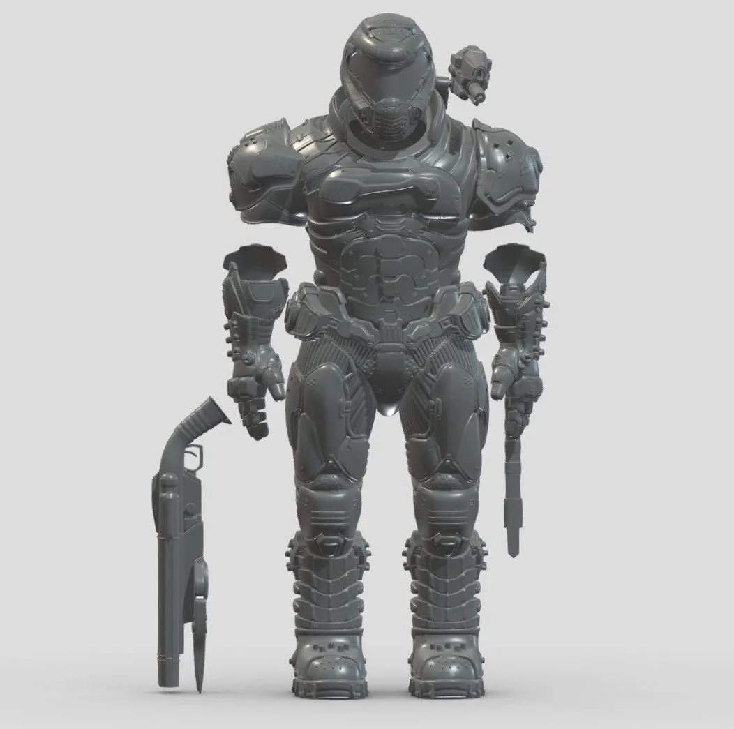PBR Game 3D Models – Doom Eternal Slayer Set 3D Print Customize Size