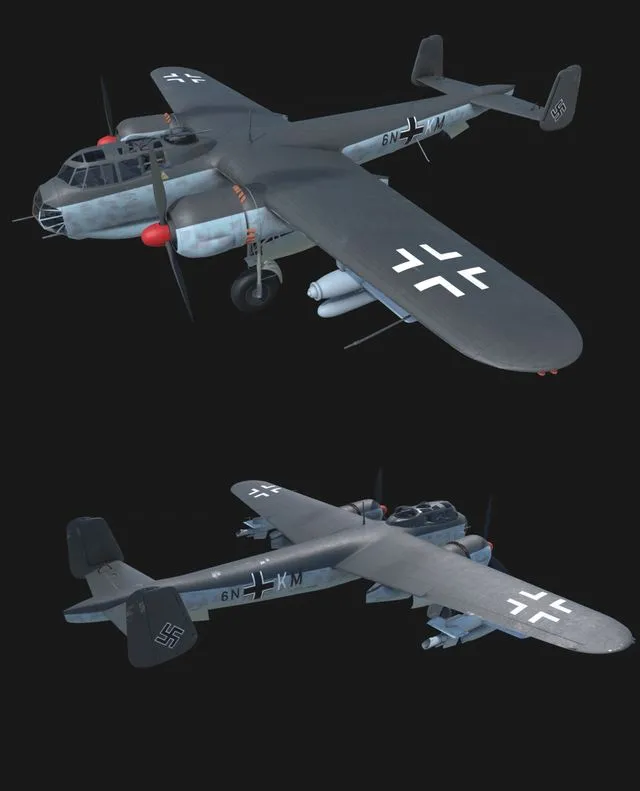 PBR Game 3D Models – Dornier Do217 E5 Hs 293 Missiles