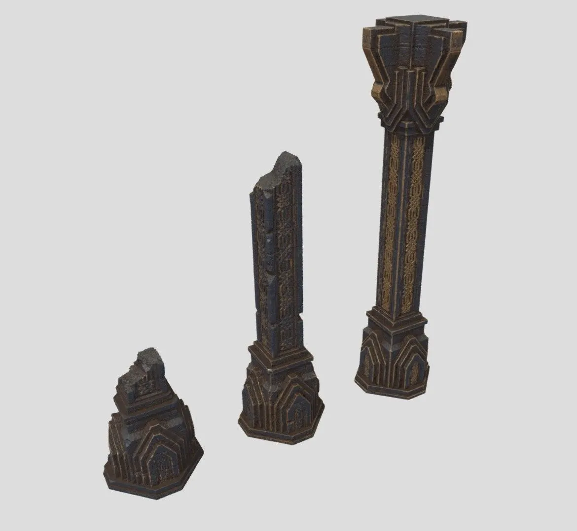 PBR Game 3D Models – Dwarf Pillars Ruin Normal