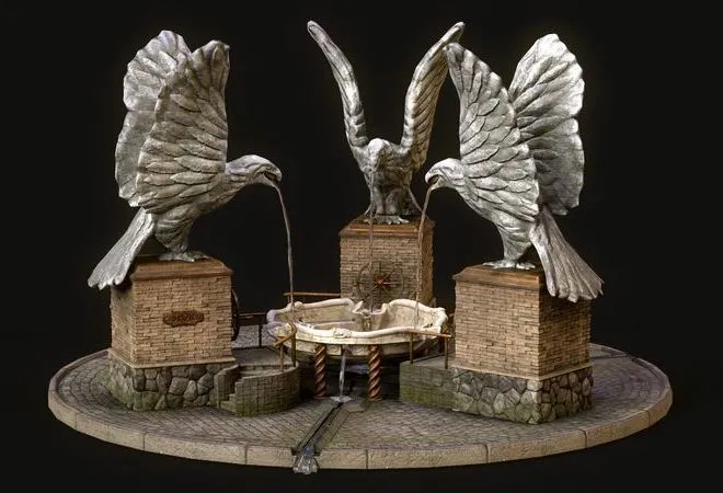 PBR Game 3D Models – Eagle and Snake water well