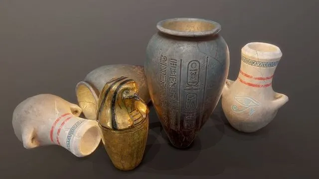PBR Game 3D Models – Egypt tomb jars