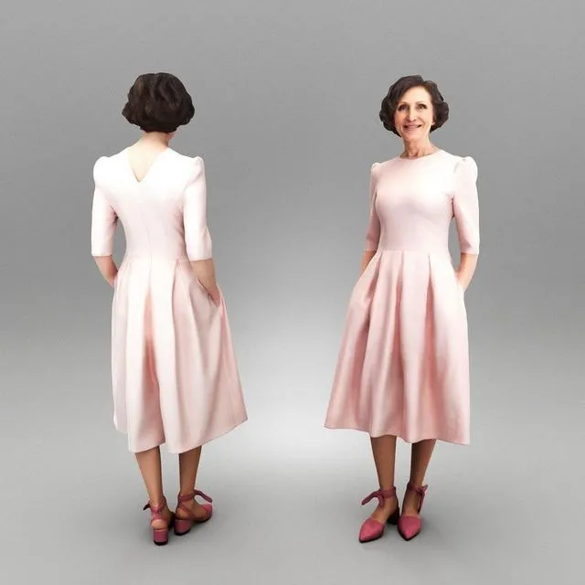 PBR Game 3D Models – Elegant mature lady in dress 395