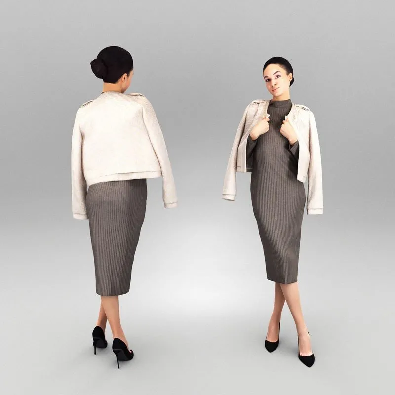 PBR Game 3D Models – Elegant woman in dress and heels 455