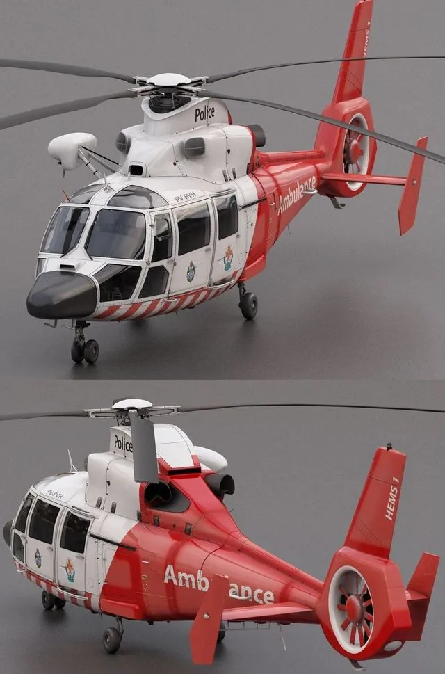 PBR Game 3D Models – Eurocopter AS-365 Air Ambulace