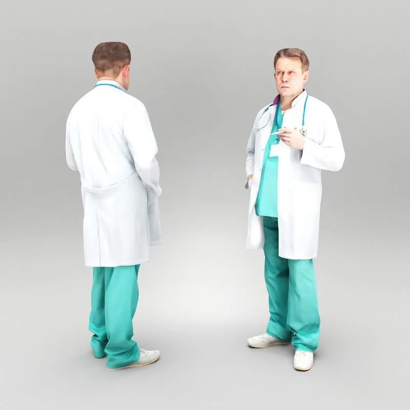PBR Game 3D Models – Experienced doctor holding pen 401
