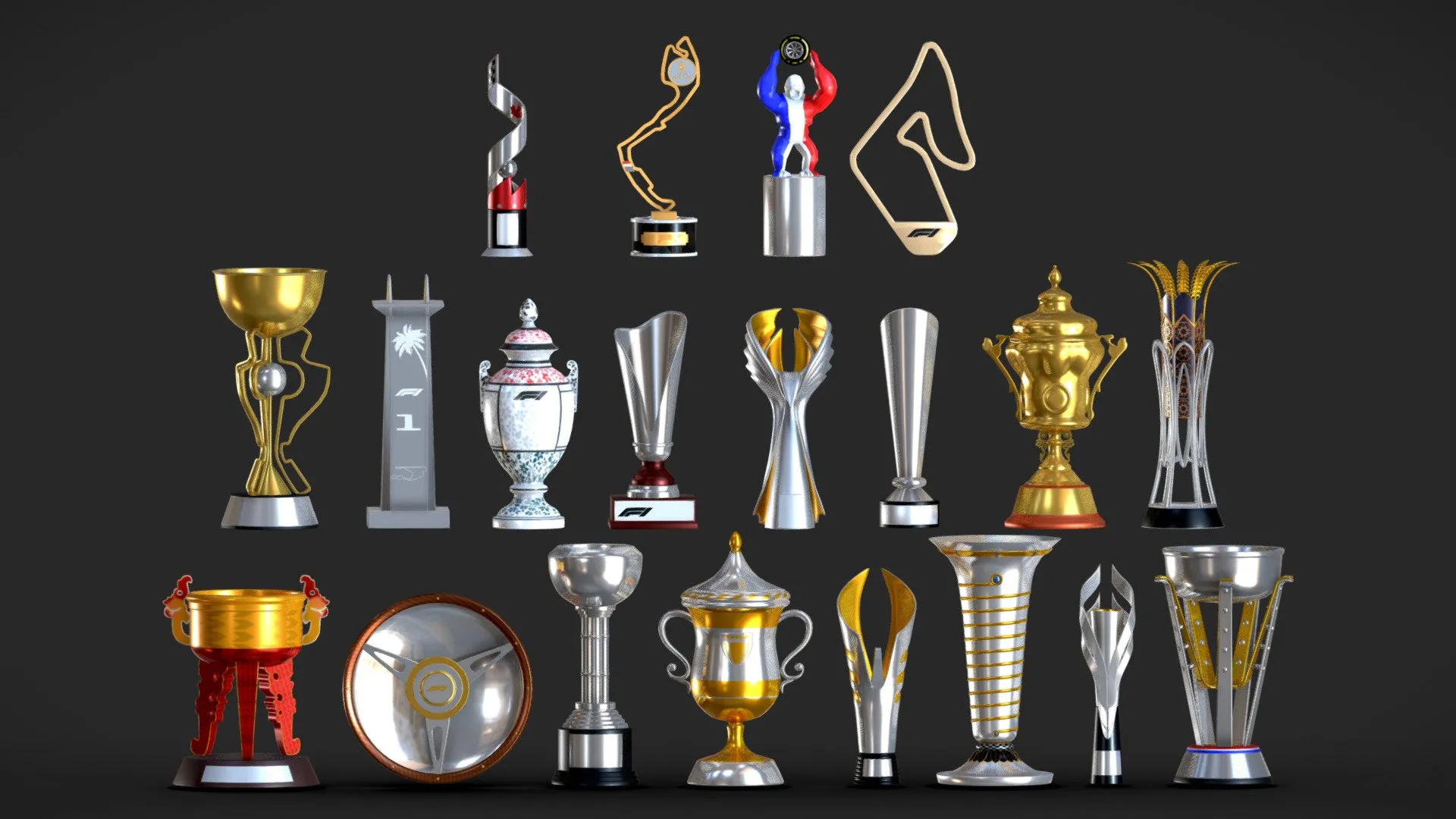 PBR Game 3D Models – F1 Trophies 3D