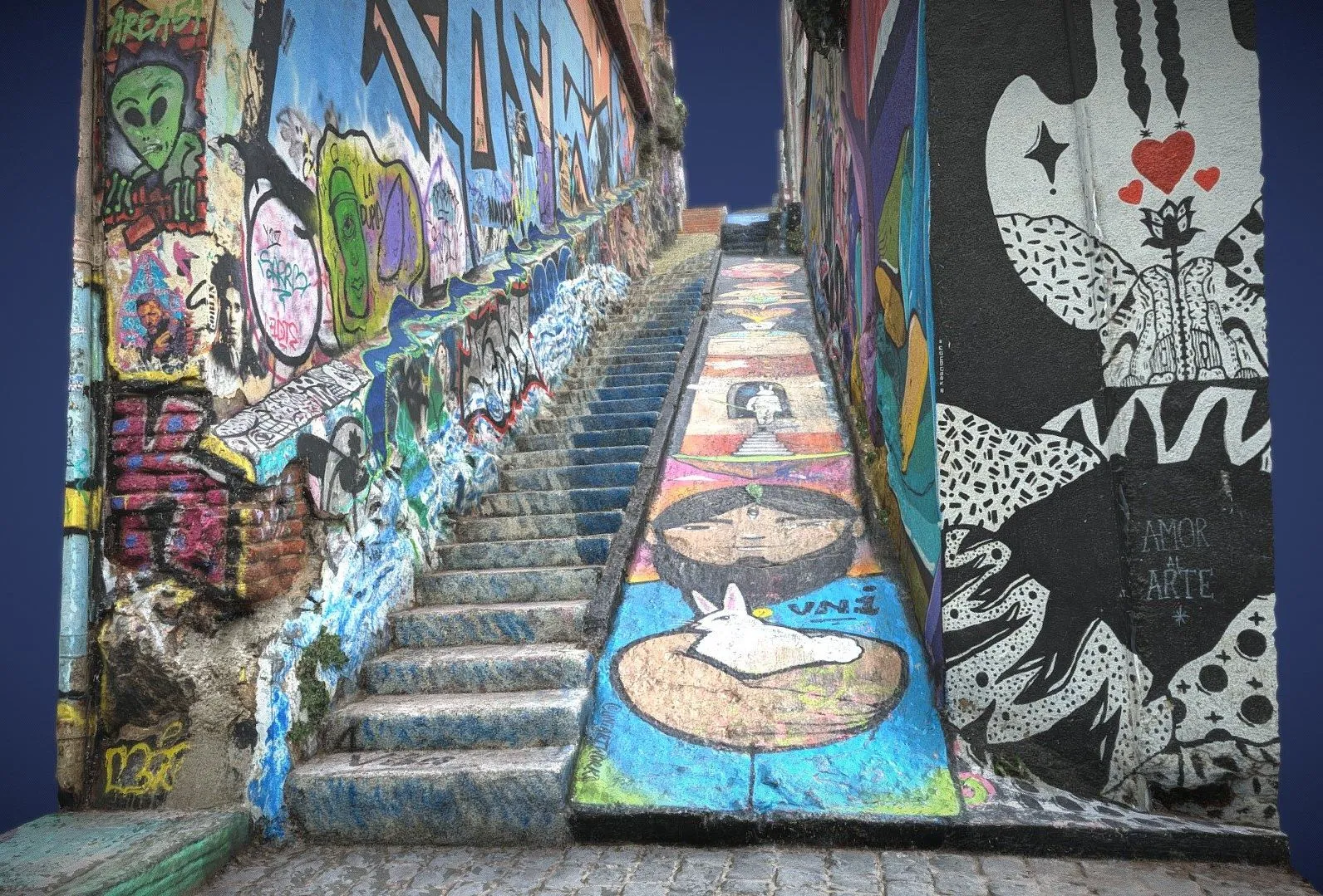 PBR Game 3D Models – Famous Graffiti Slide Alley In Valparaiso Chile