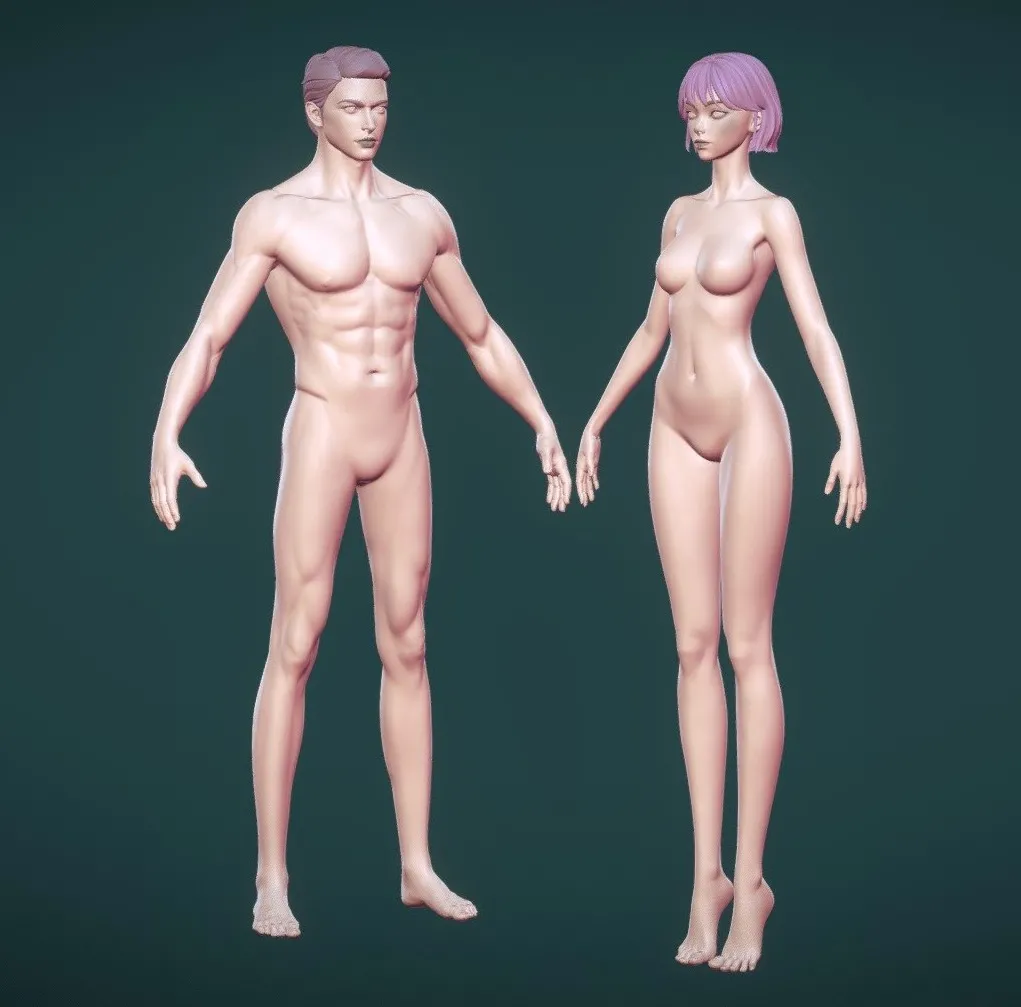 PBR Game 3D Models – Fantasy Girl Basemesh Anatomy Zbursh