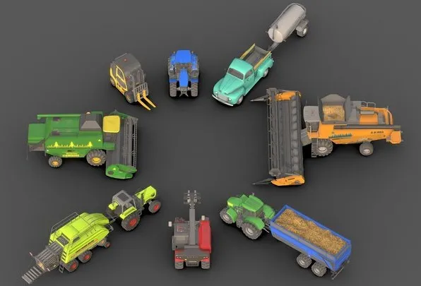 PBR Game 3D Models – Farm Vehicle Pack 2