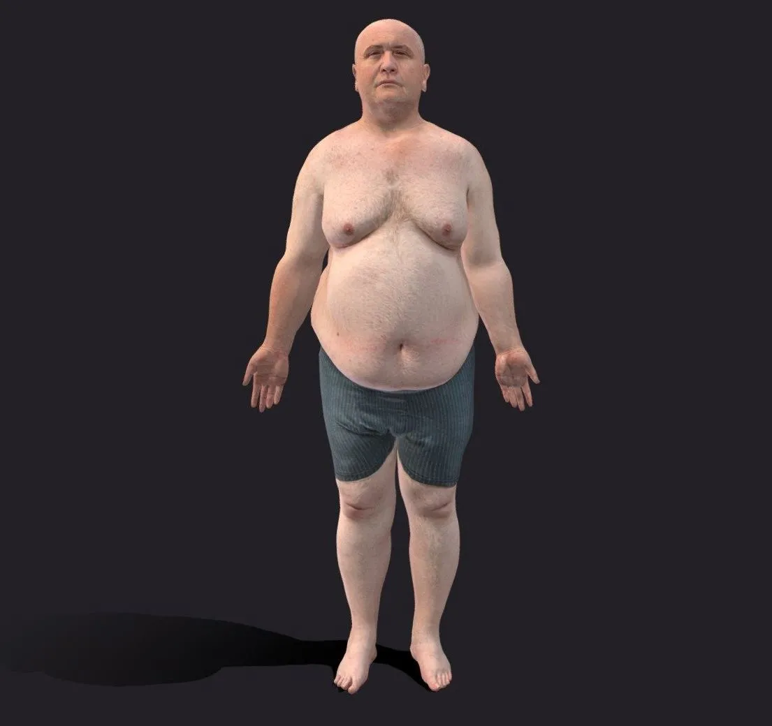 PBR Game 3D Models – Fat White Male