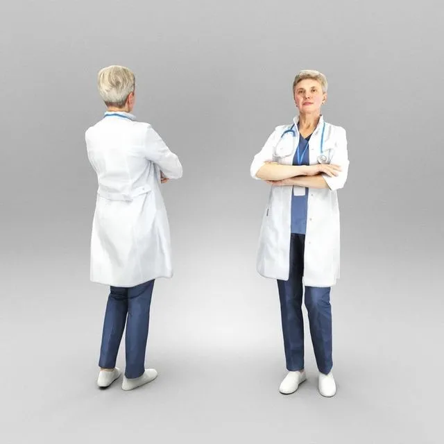 PBR Game 3D Models – Female doctor posing 414