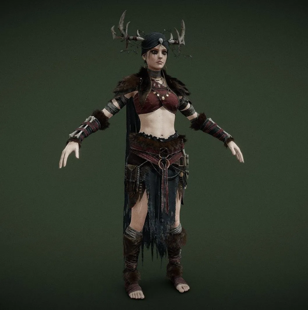 PBR Game 3D Models – Female Druid A