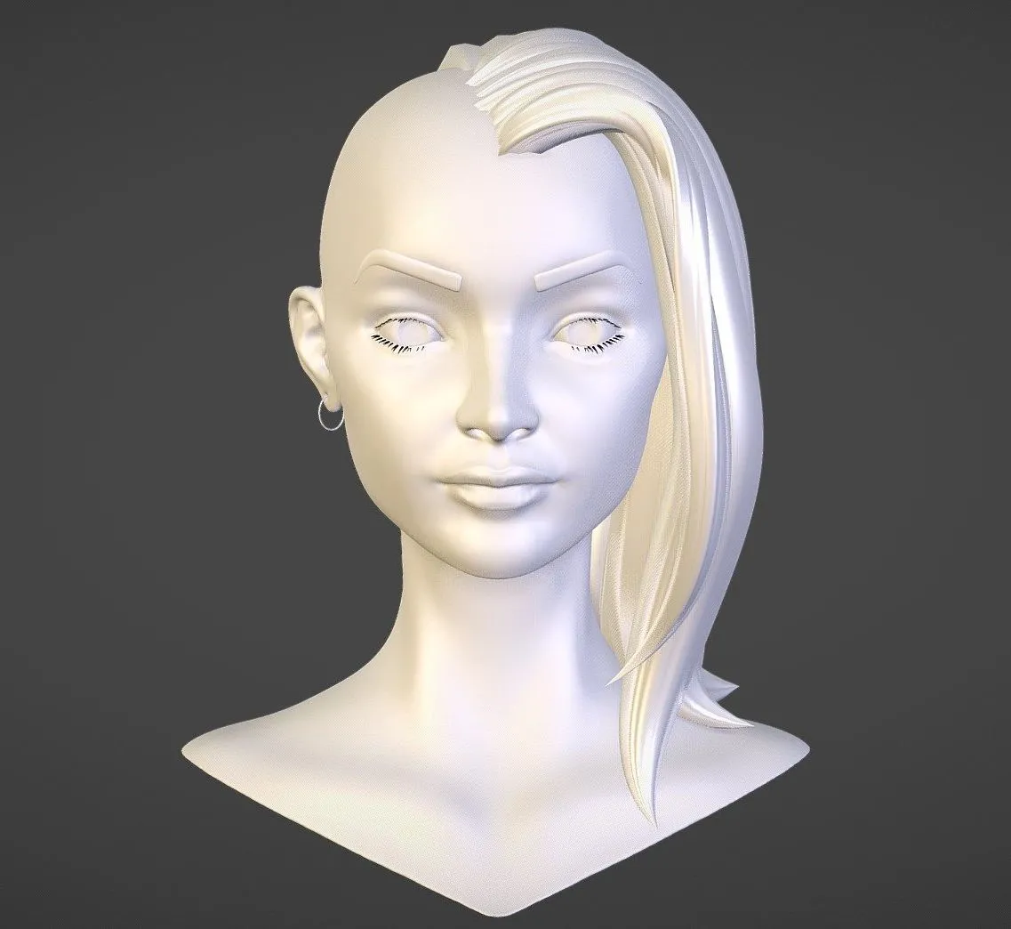 PBR Game 3D Models – Female Head 01 Free