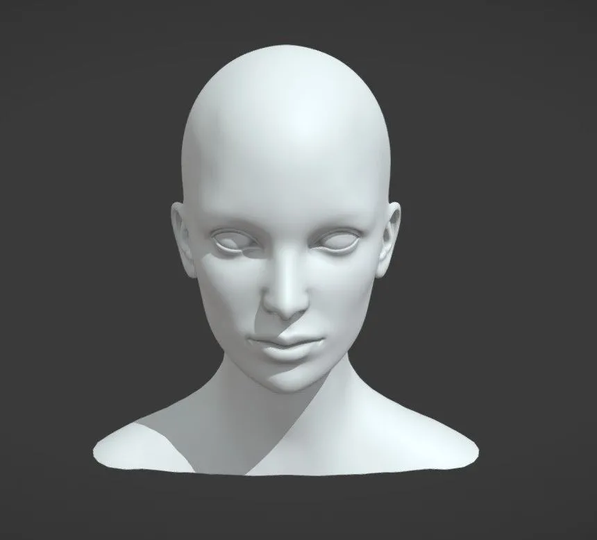 PBR Game 3D Models – Female Head Realistic Base Mesh 3D Model