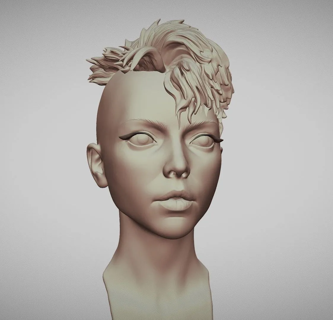 PBR Game 3D Models – Female head with short hair