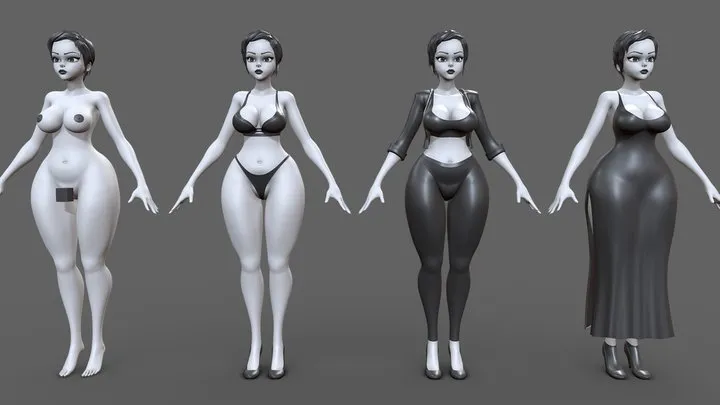 PBR Game 3D Models – Female Model Basemesh Anatomy